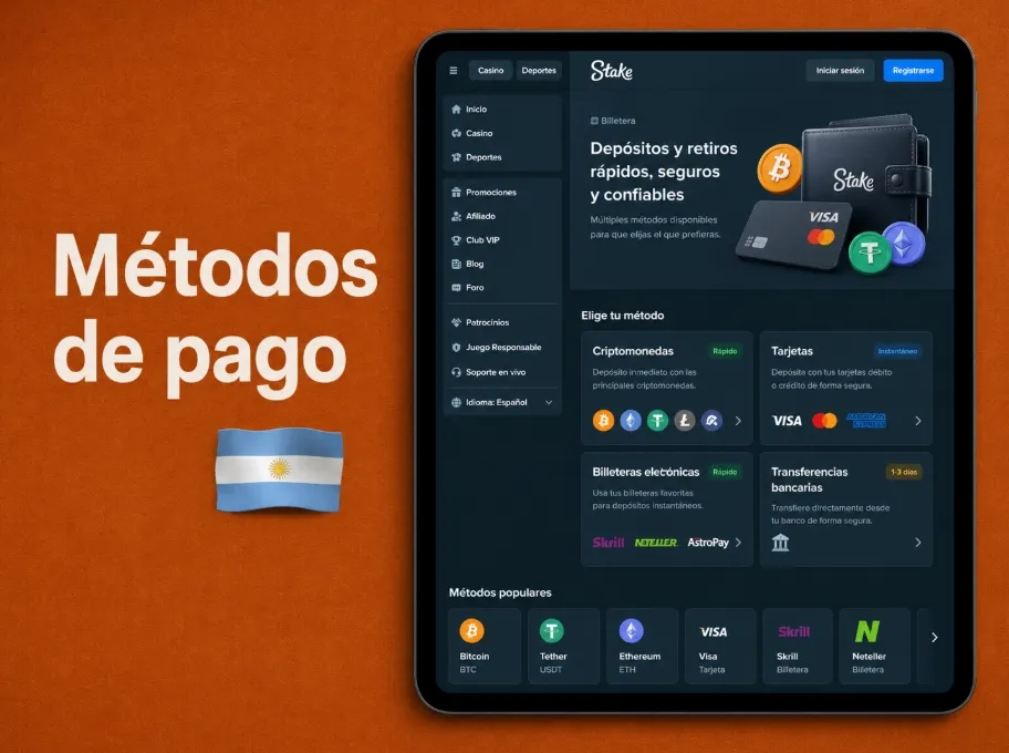 Métodos de Pago en Stake Argentina con Depósitos y Retiros