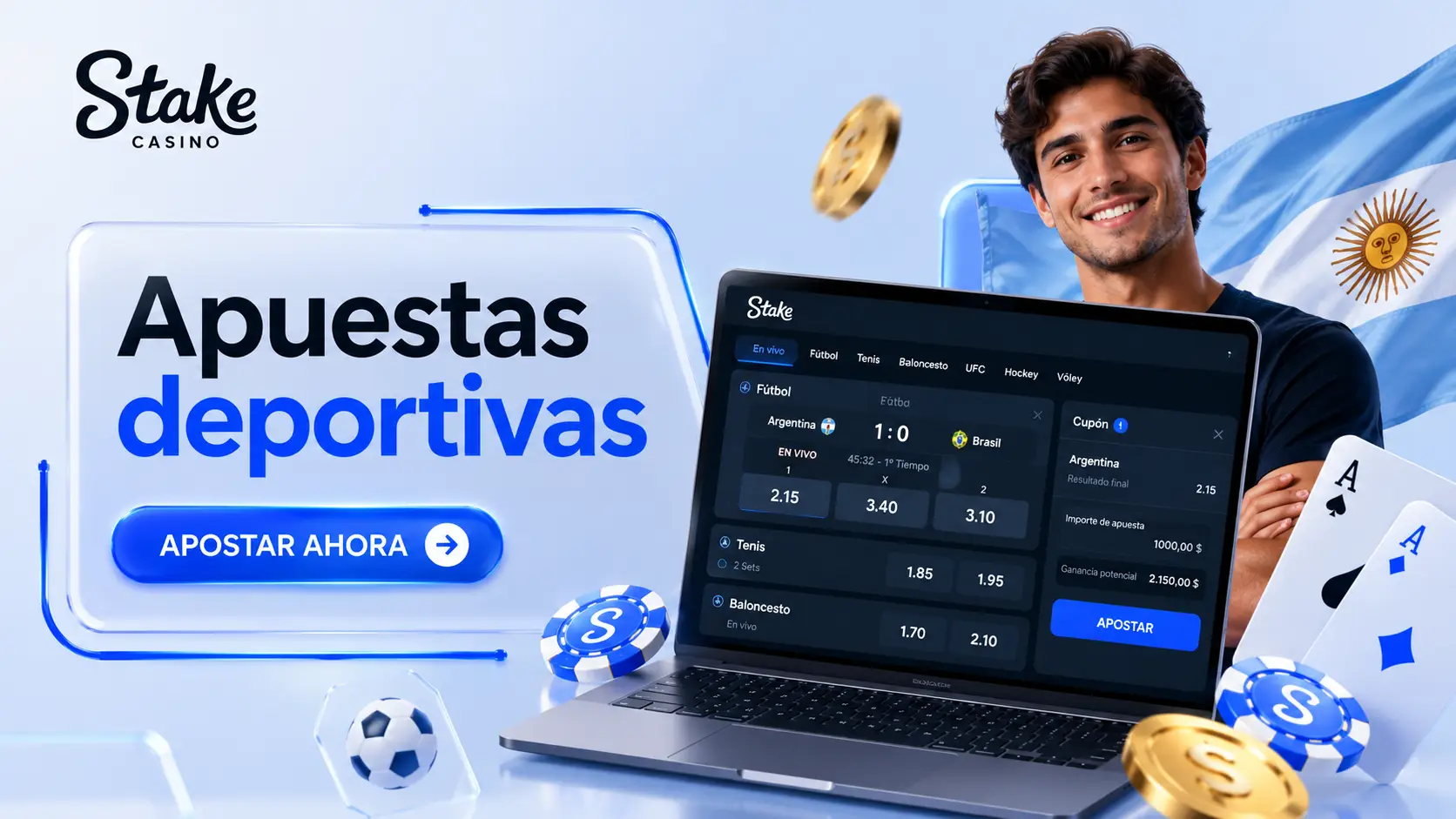Apuestas deportivas en la versión argentina de Stake